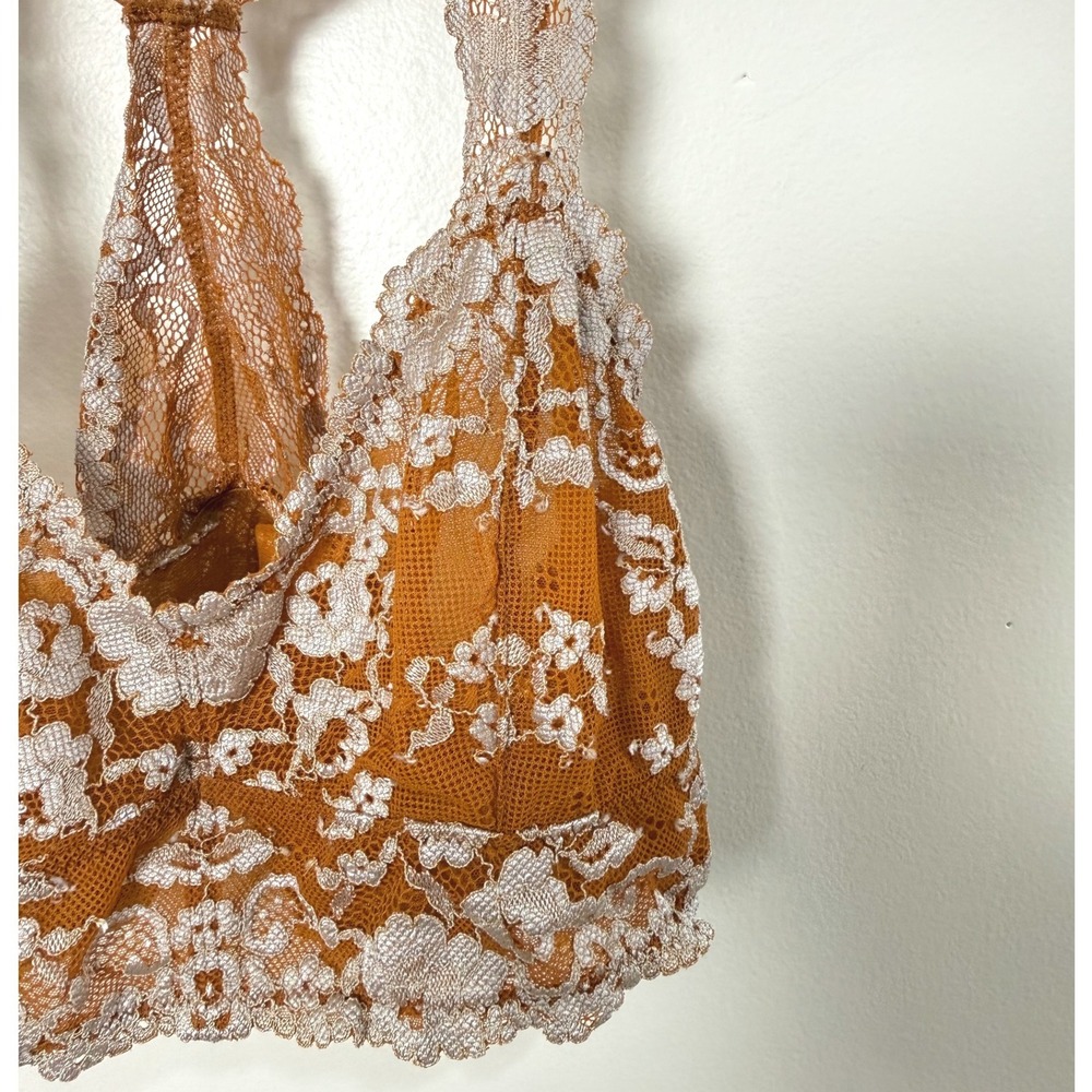 Intimately Free People Lace Halter Bralette Rust Orange Small Boho Romantic - Picture 4 of 7